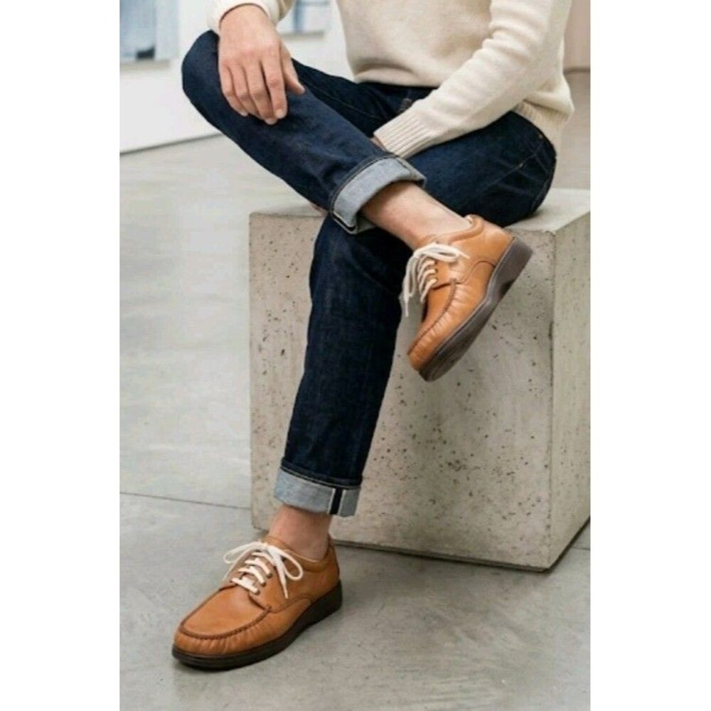 SAS Men's Bout Time Lux Leather Loafers 11.5 N Hazel Brown EC